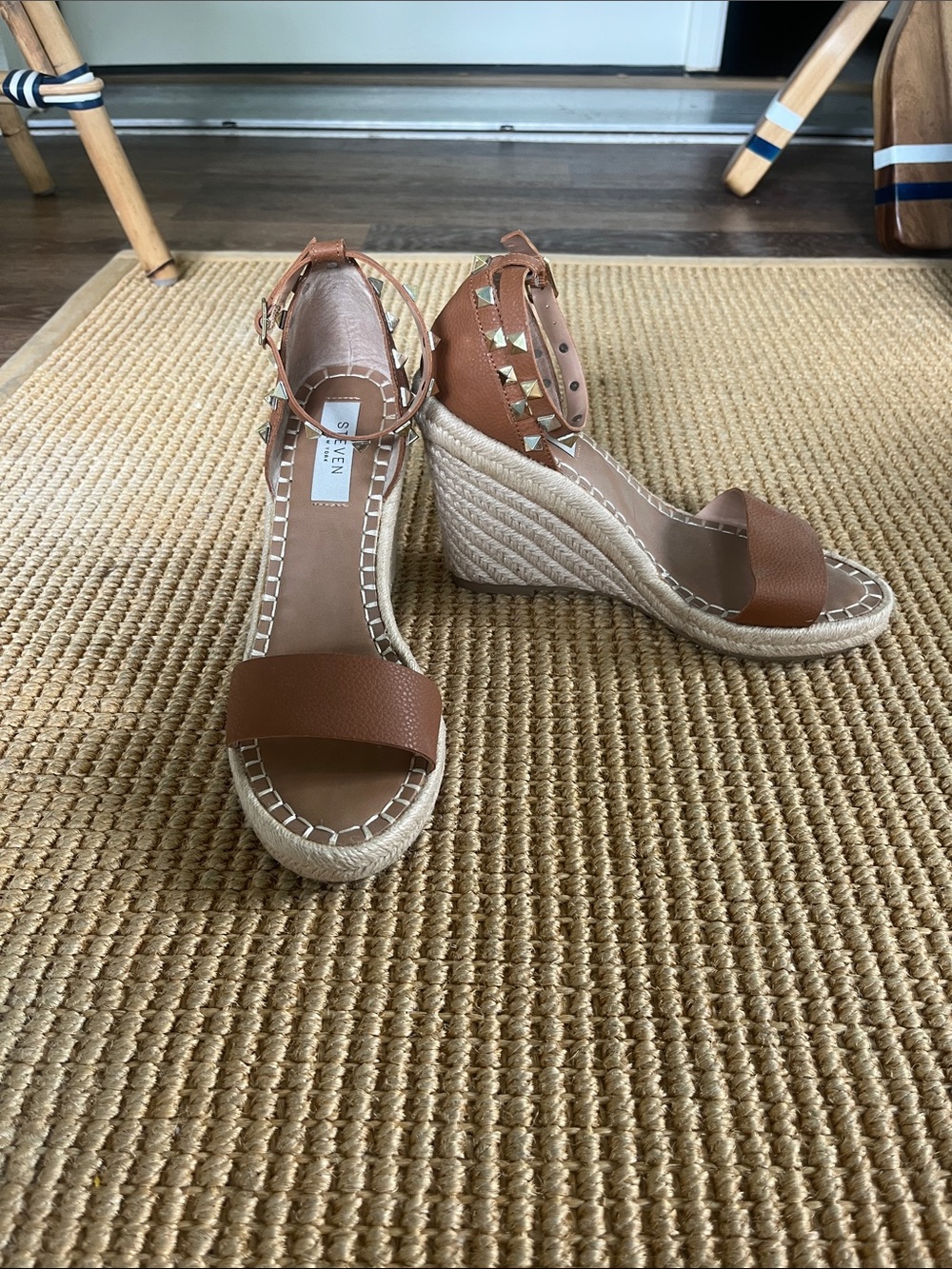 Steven New York Studded Tan Wedge Heels